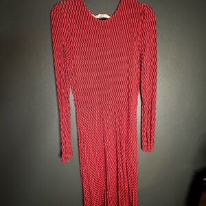 Biden Jerse Red navy print Long Sleeve Dress